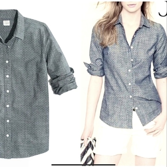 J. Crew Chambray Dot Perfect Shirt - Picture 2 of 5